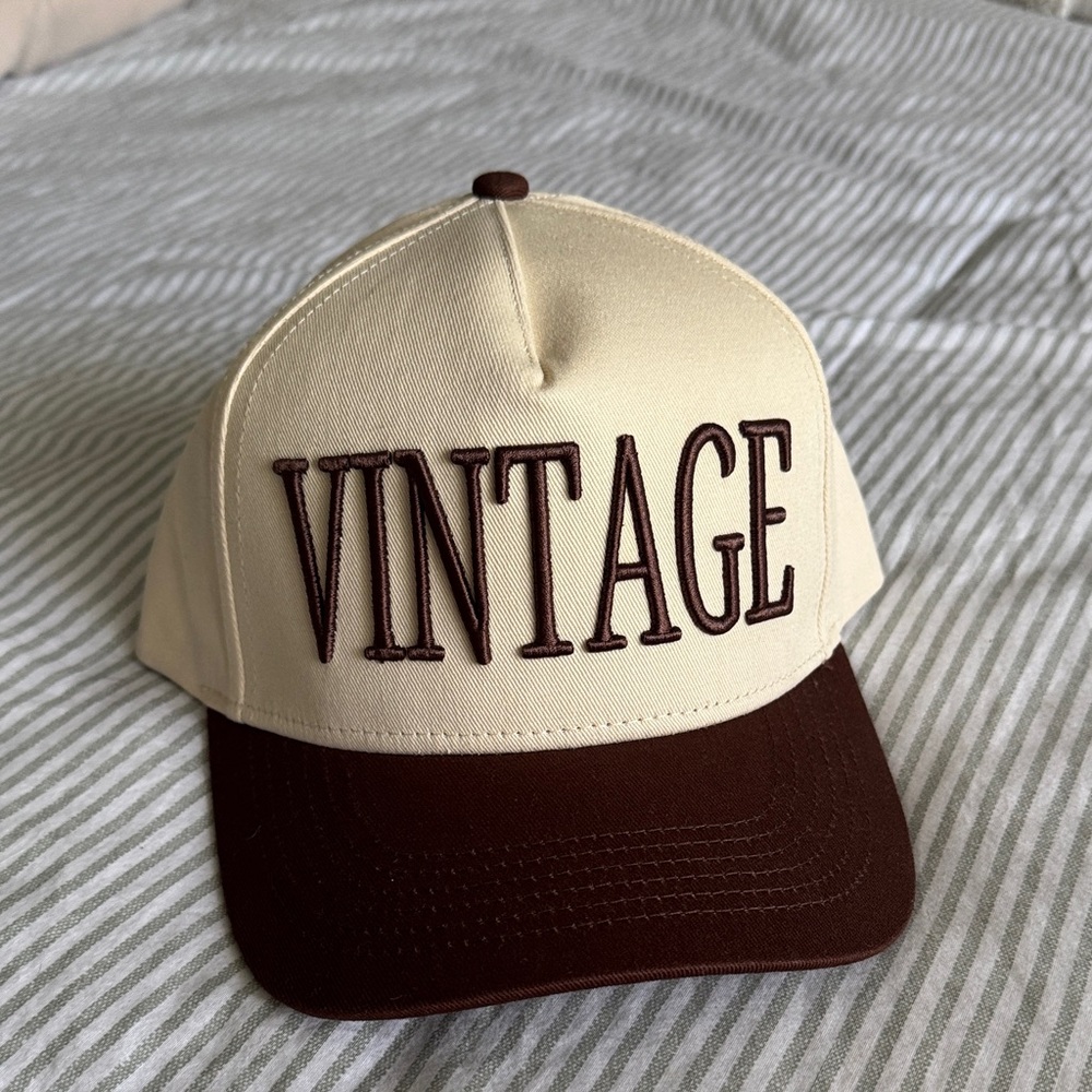 Vintage Cream and Brown Women's Hat